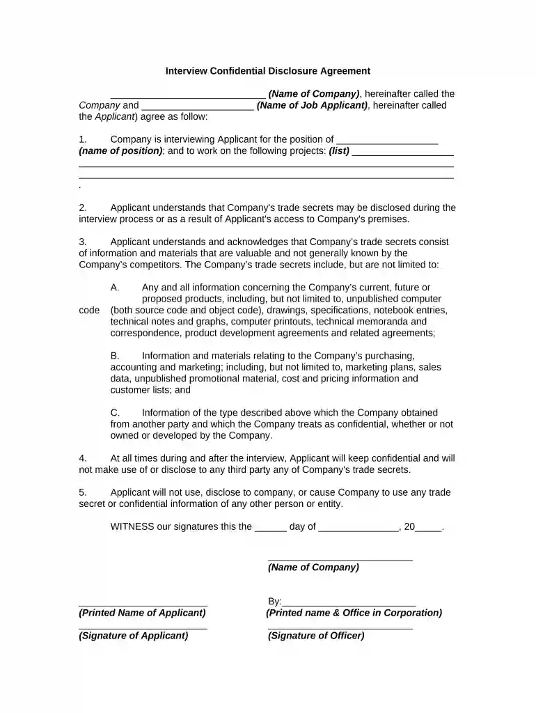 disclosure agreement Preview on Page 1