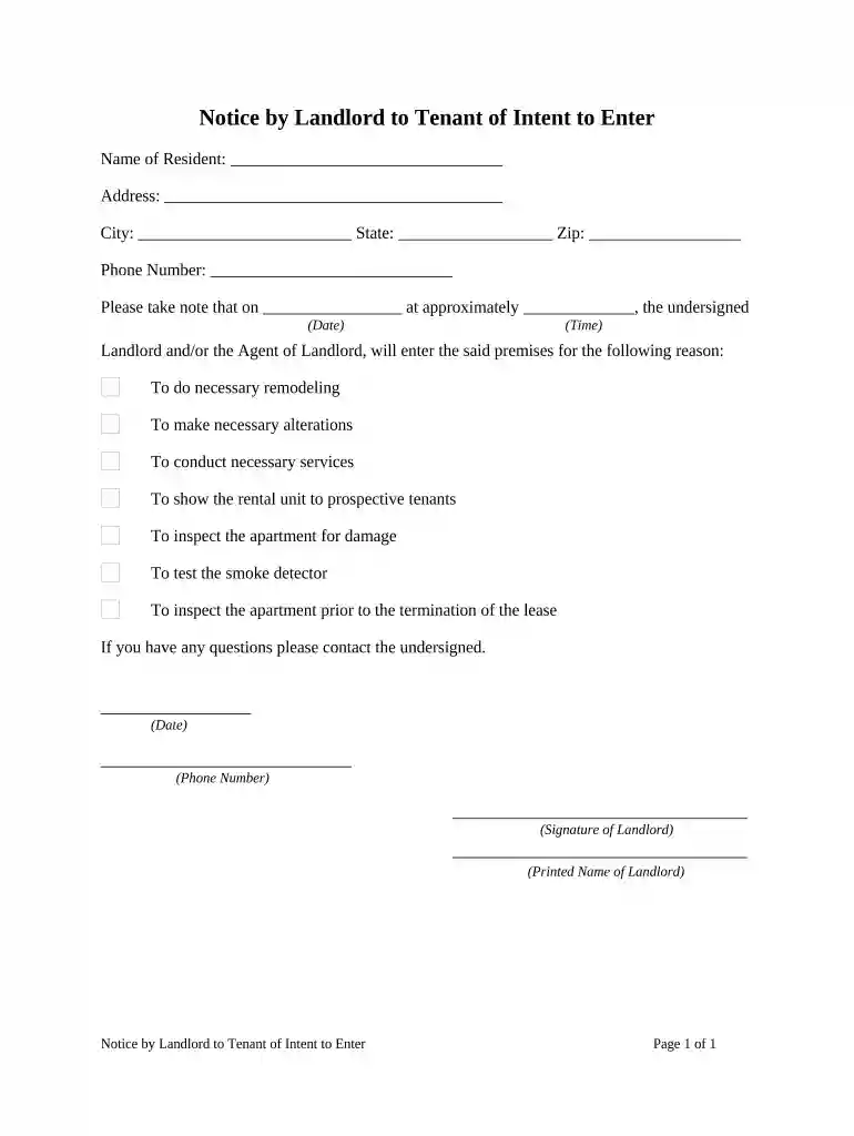 notice landlord tenant Preview on Page 1