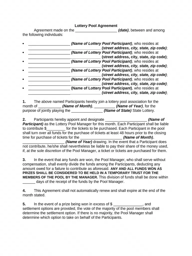 lottery pool contract Preview on Page 1