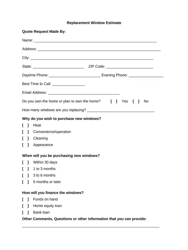 estimate form fillable Preview on Page 1