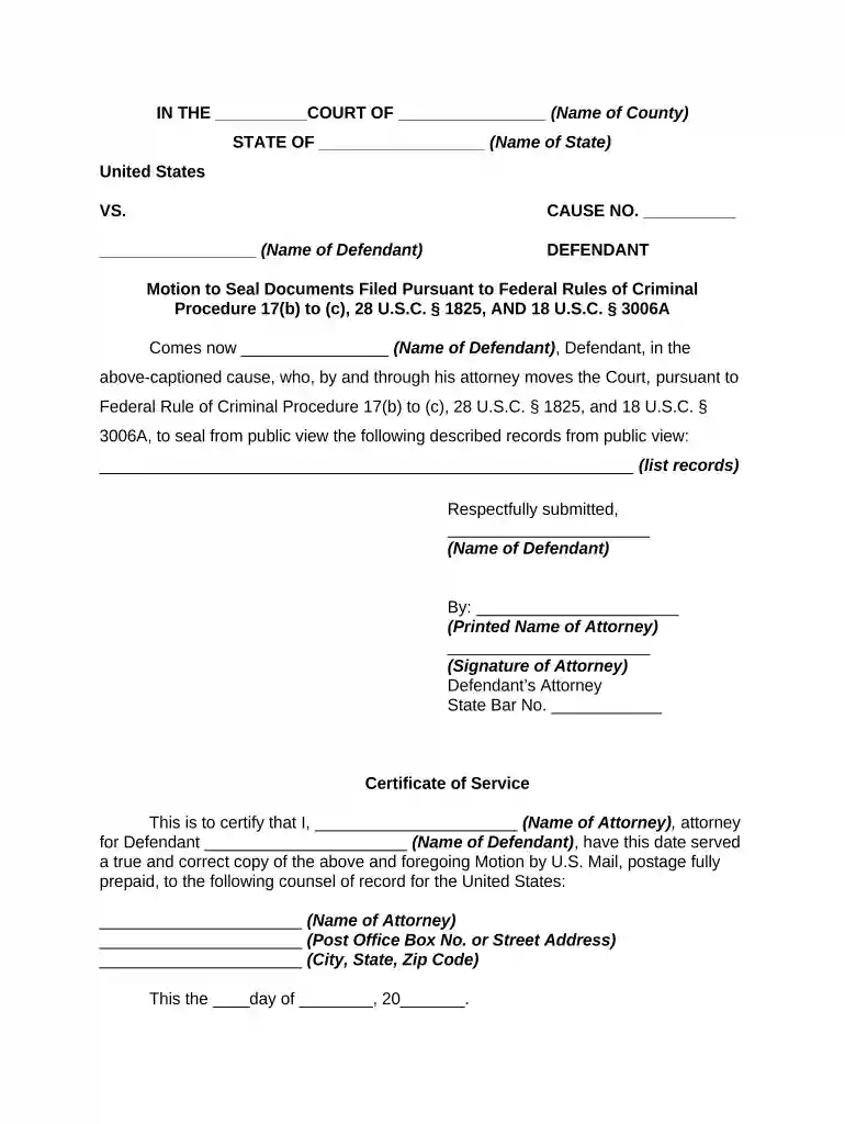 motion to file under seal example Preview on Page 1