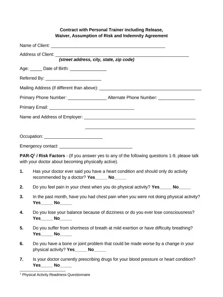 contract personal trainer Preview on Page 1