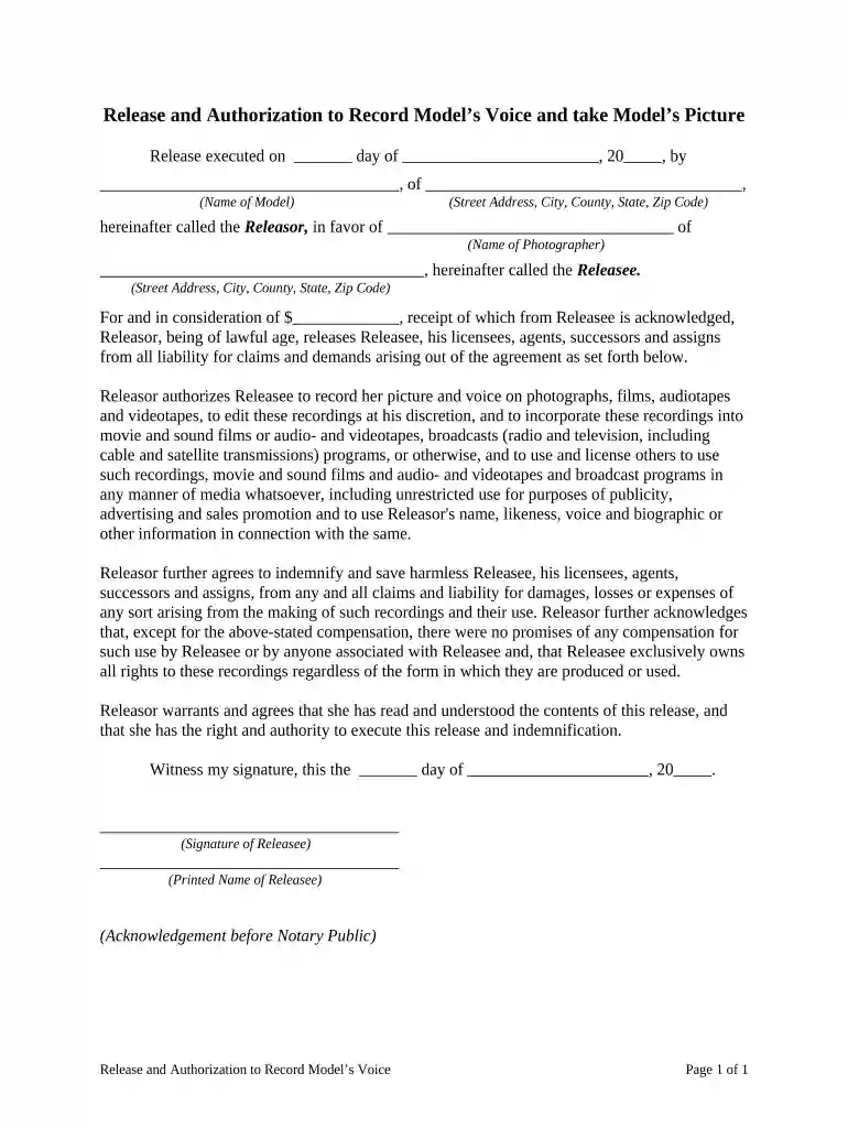 release authorization record Preview on Page 1
