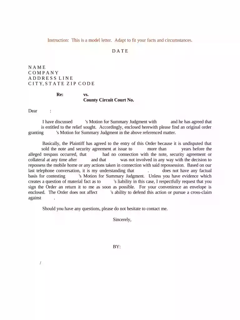 motion summary judgment Preview on Page 1