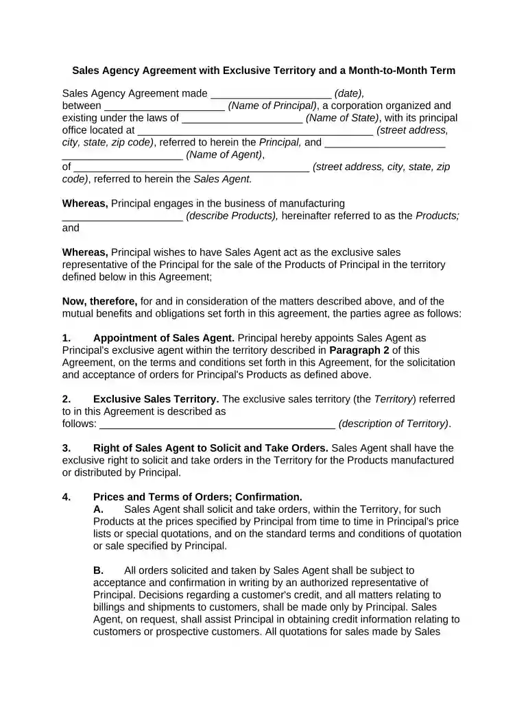 agreement between agent Preview on Page 1