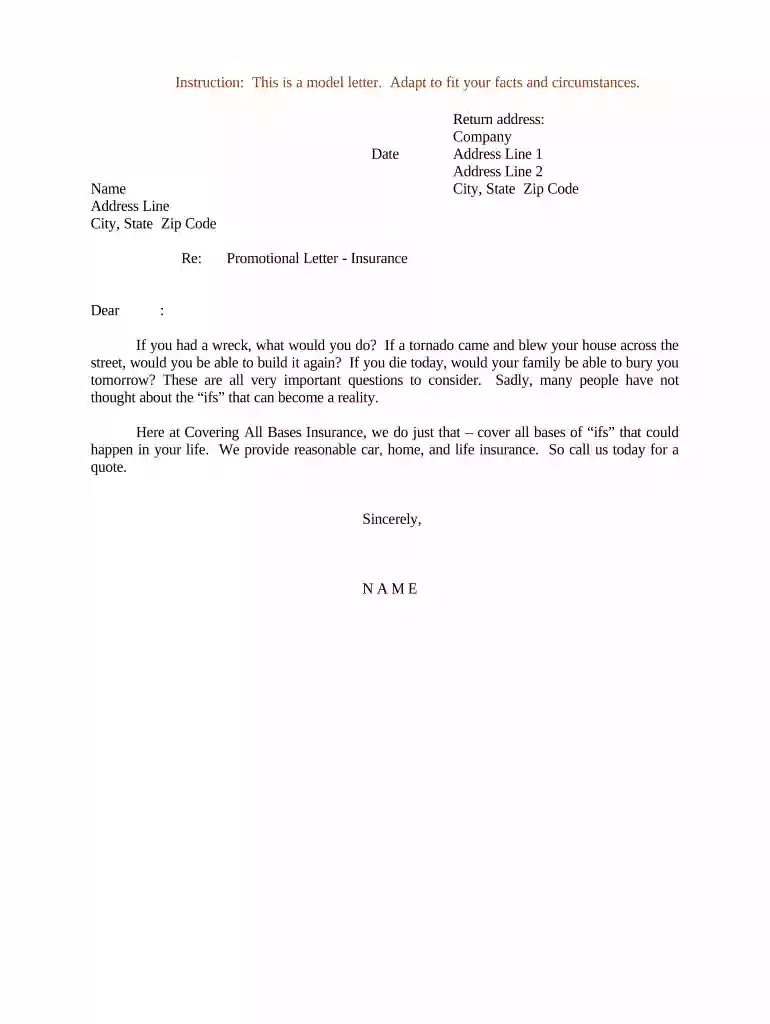 sample letter promotional Preview on Page 1