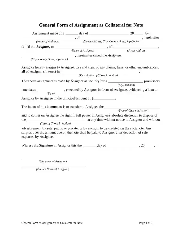 collateral assignment Preview on Page 1