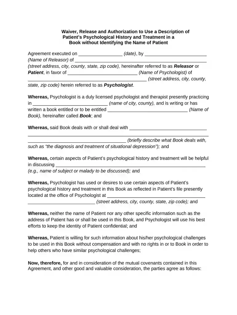 release authorization form Preview on Page 1