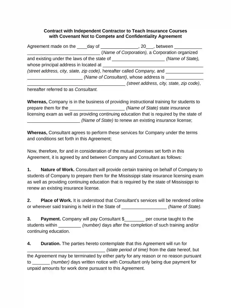 contract contractor agreement Preview on Page 1