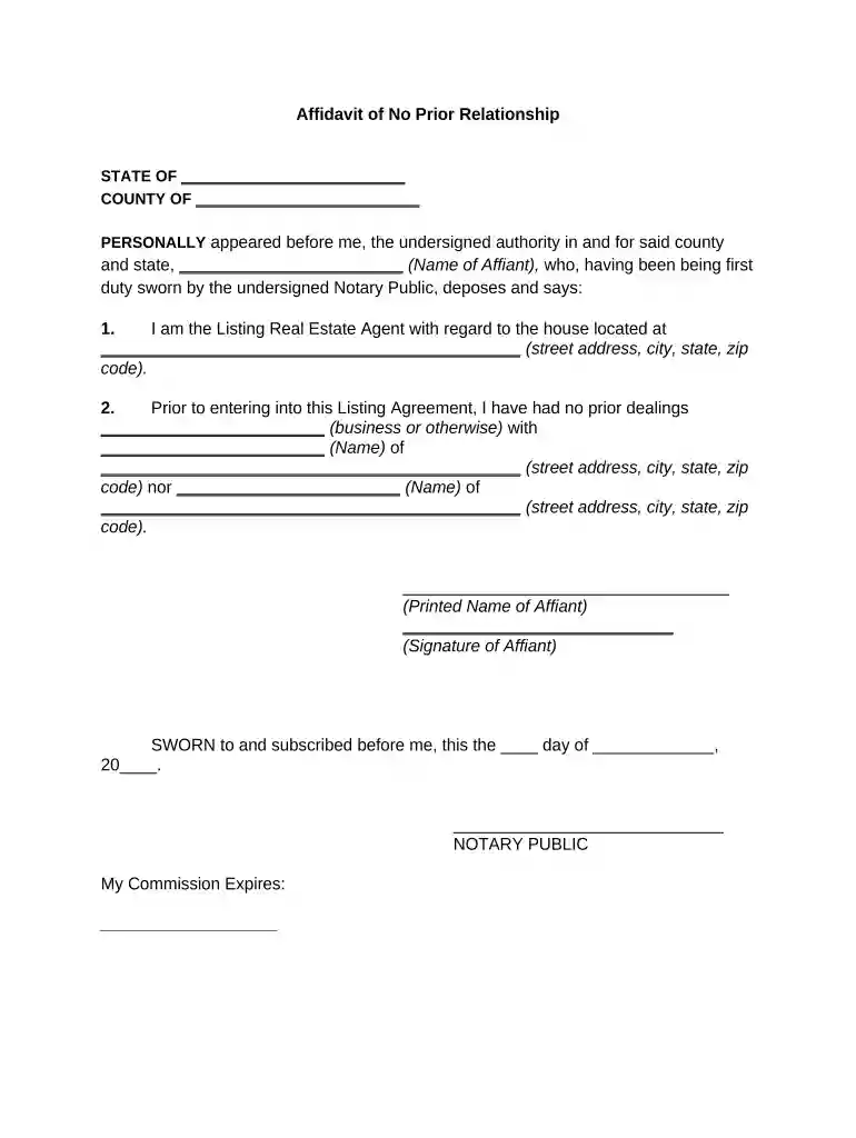 affidavit of relationship sample letter Preview on Page 1