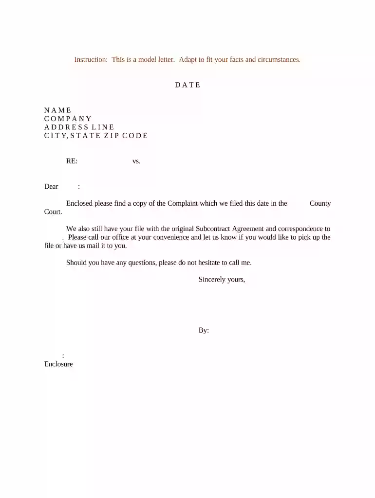 sample subcontract form Preview on Page 1