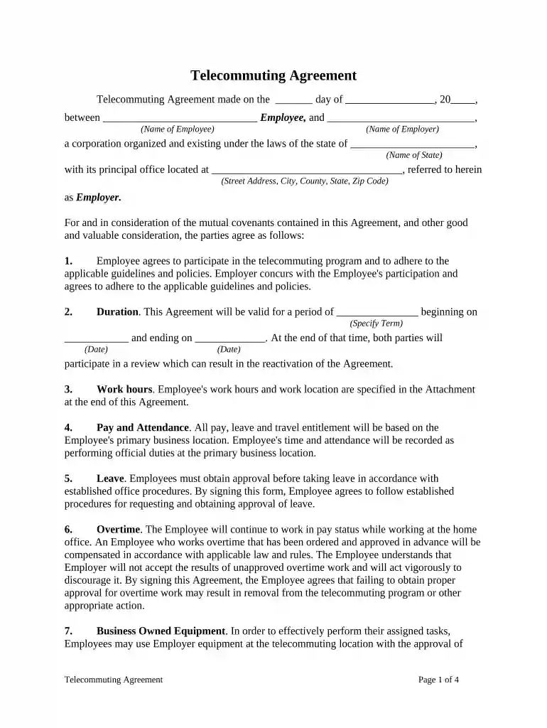 telecommuting is a form Preview on Page 1