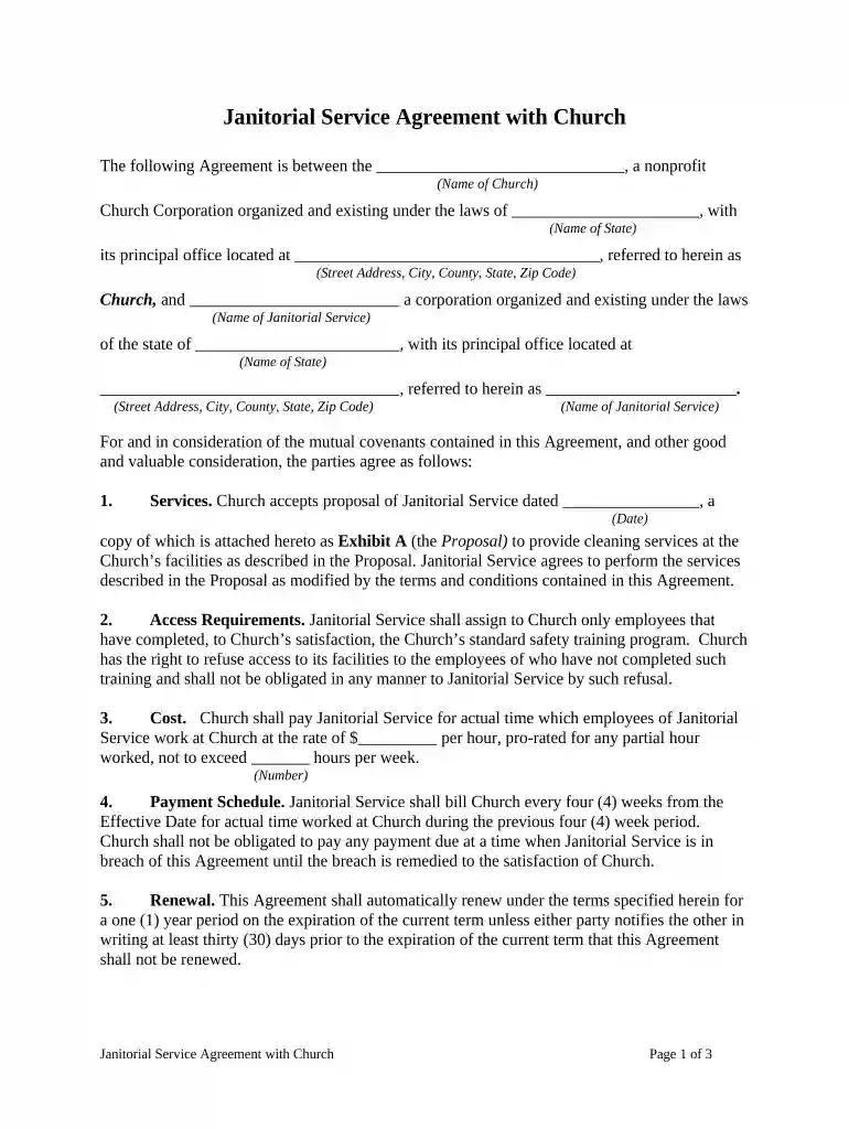 janitor contract Preview on Page 1