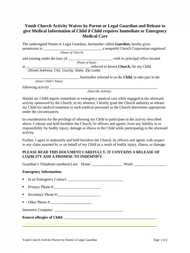 church waiver Preview on Page 1
