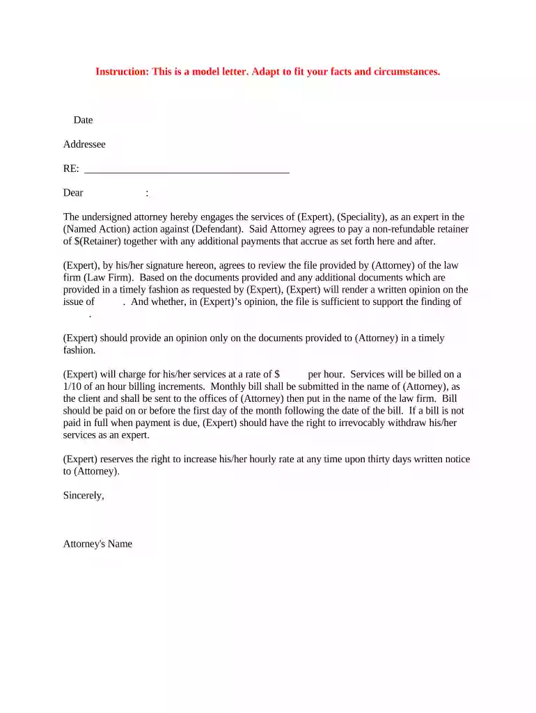 expert witness engagement letter Preview on Page 1