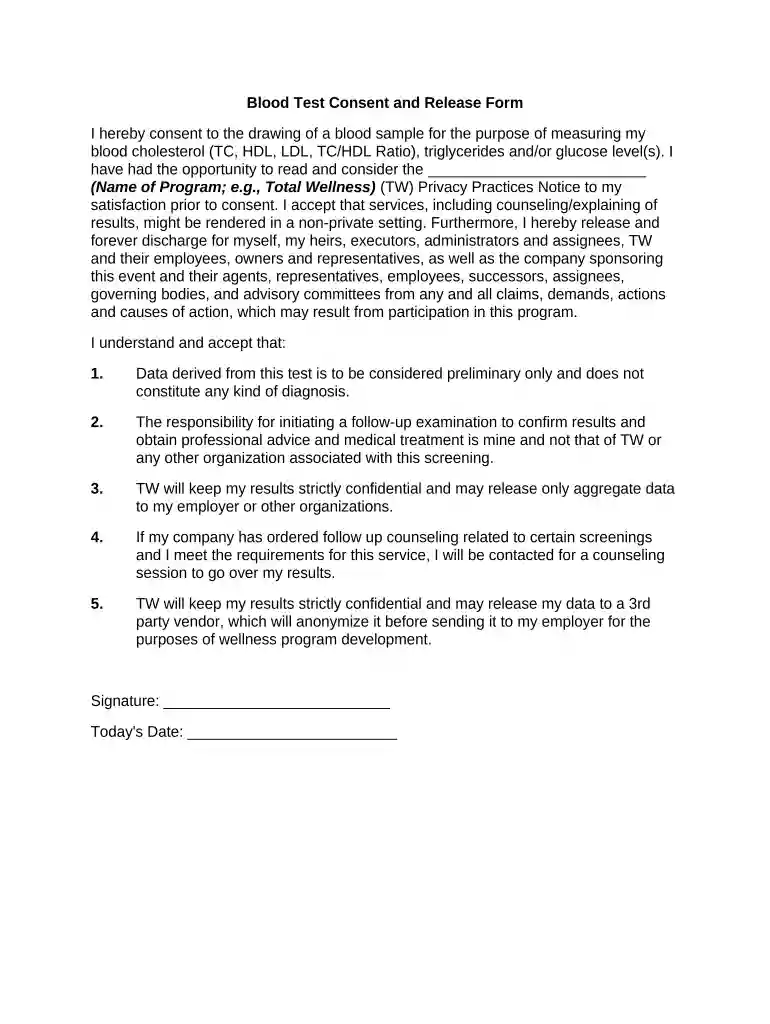 consent release form Preview on Page 1