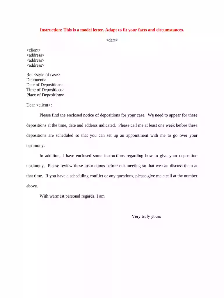 deposition letter Preview on Page 1