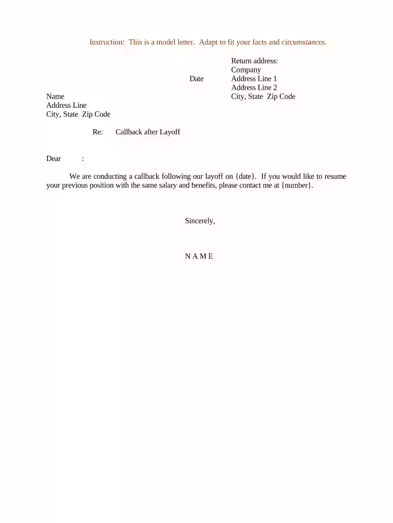 layoff letter for unemployment Preview on Page 1