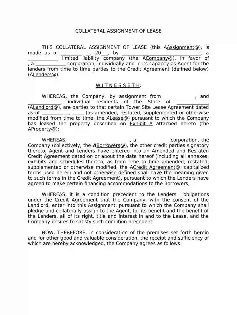 collateral assignment example Preview on Page 1