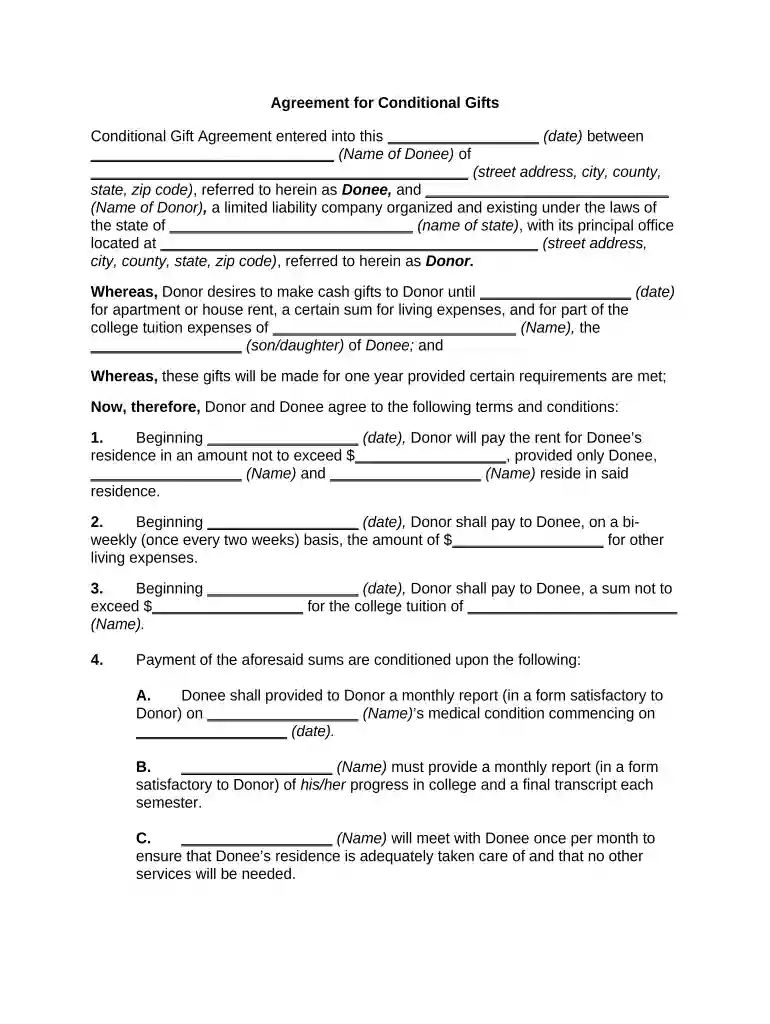 conditional gift example Preview on Page 1