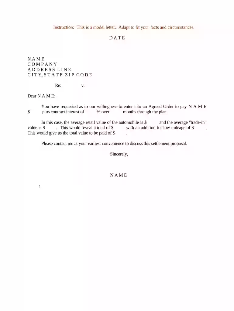 settlement proposal example Preview on Page 1