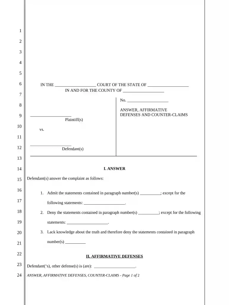 civil answer Preview on Page 1