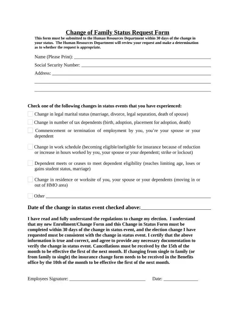 change family form Preview on Page 1