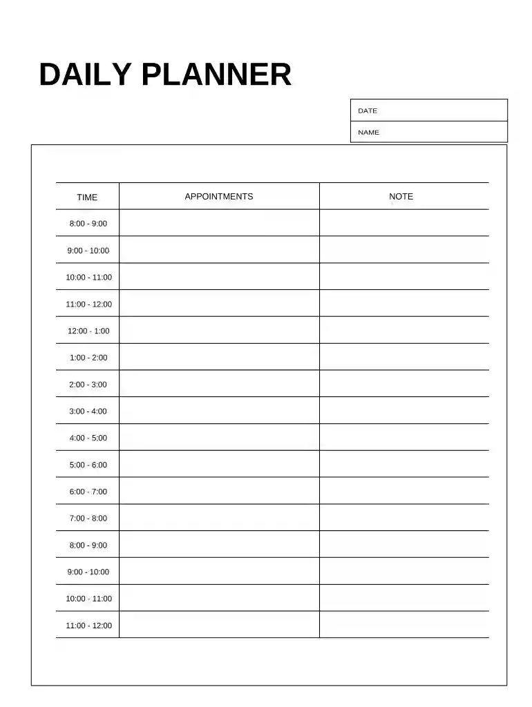 day to day planner online Preview on Page 1