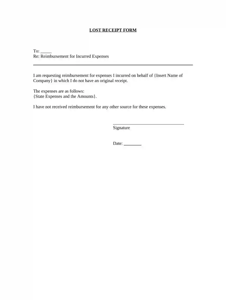 receipt form Preview on Page 1