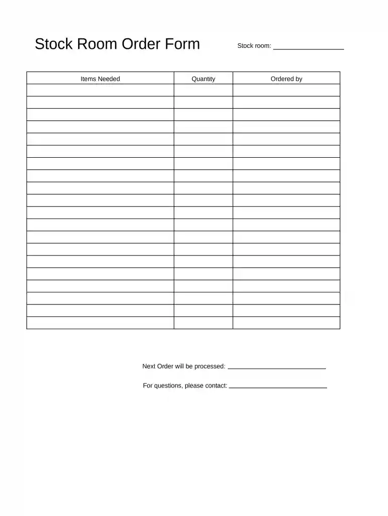 stock order form Preview on Page 1