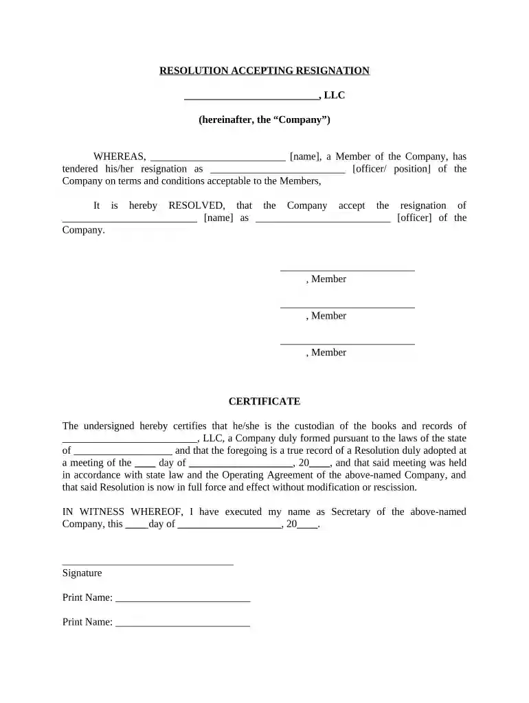 llc member resignation letter Preview on Page 1