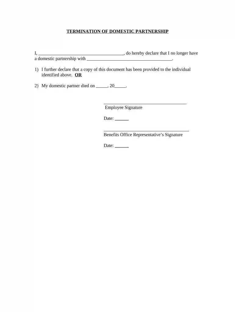template free for texas dissolution of domestic partnership Preview on Page 1
