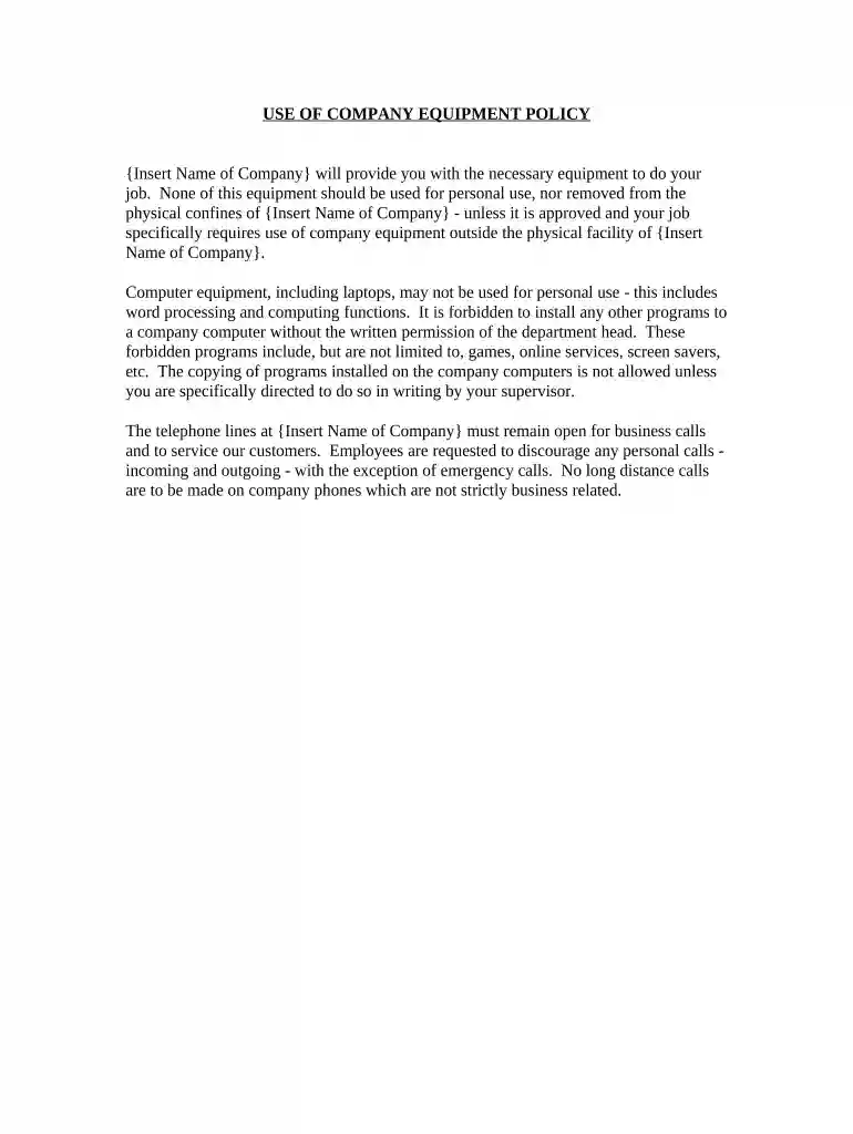 company equipment agreement template Preview on Page 1