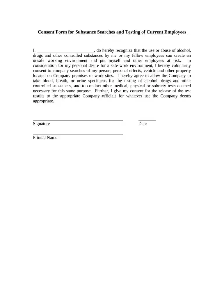 consent to search form template Preview on Page 1