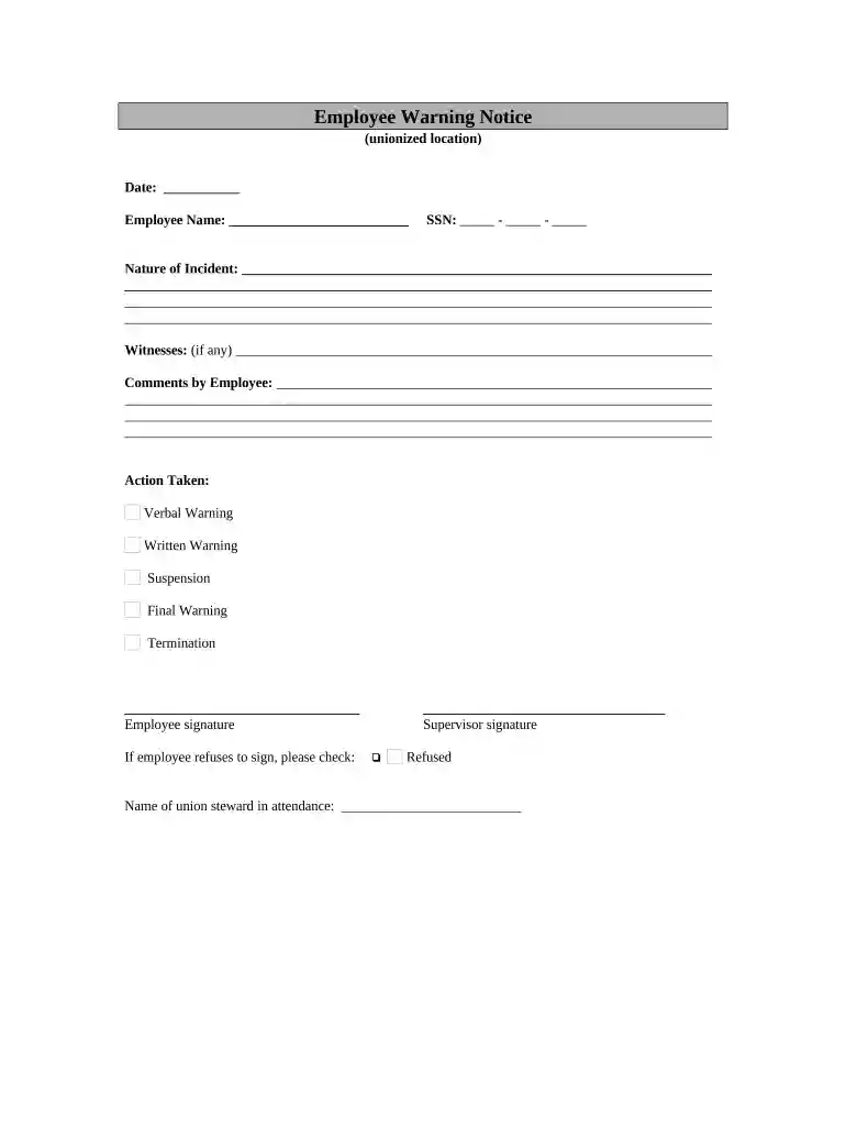 employee warning notice Preview on Page 1