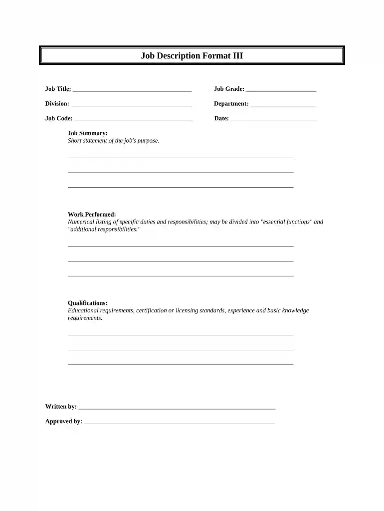 job description template Preview on Page 1