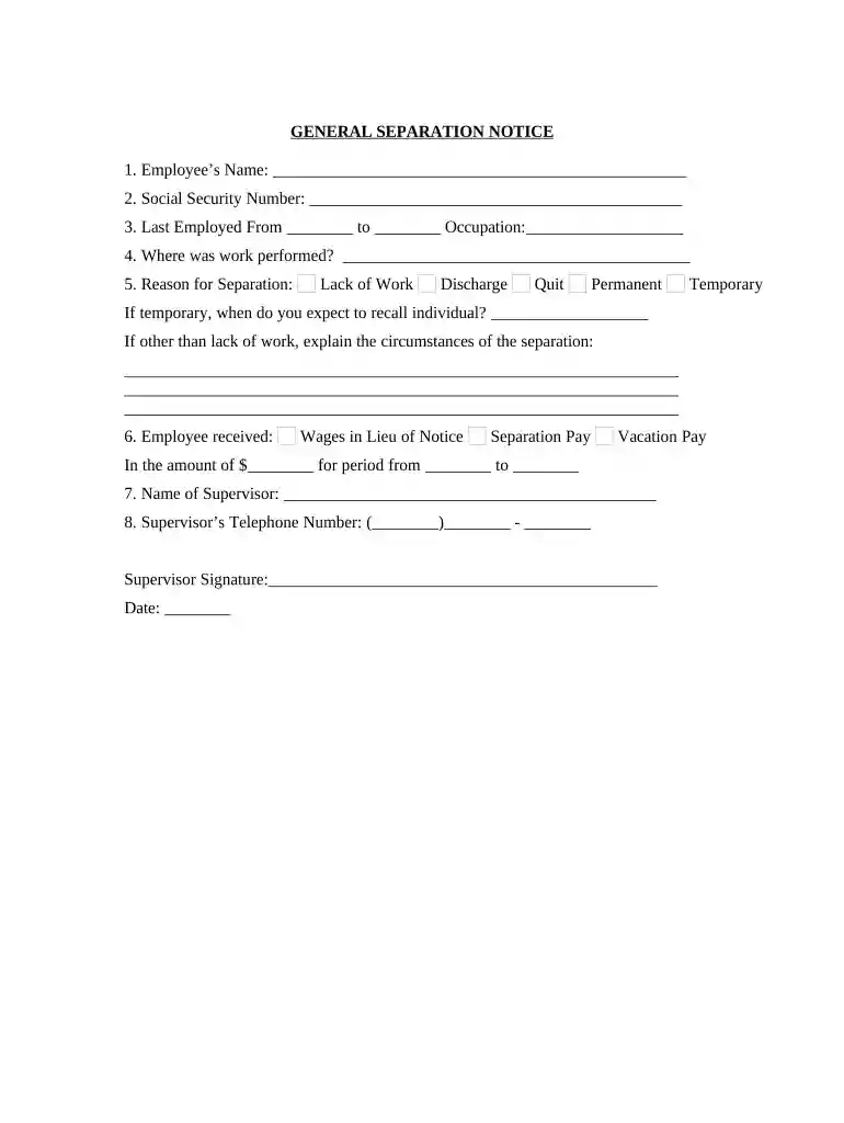 separation notice Preview on Page 1