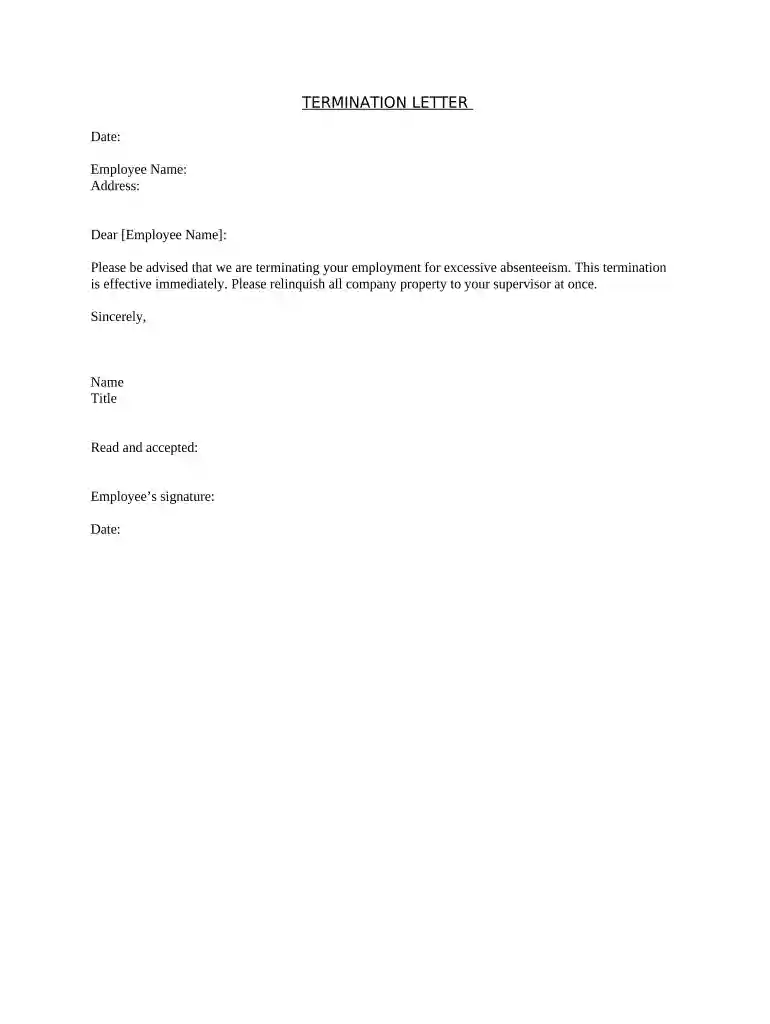 termination due to attendance Preview on Page 1