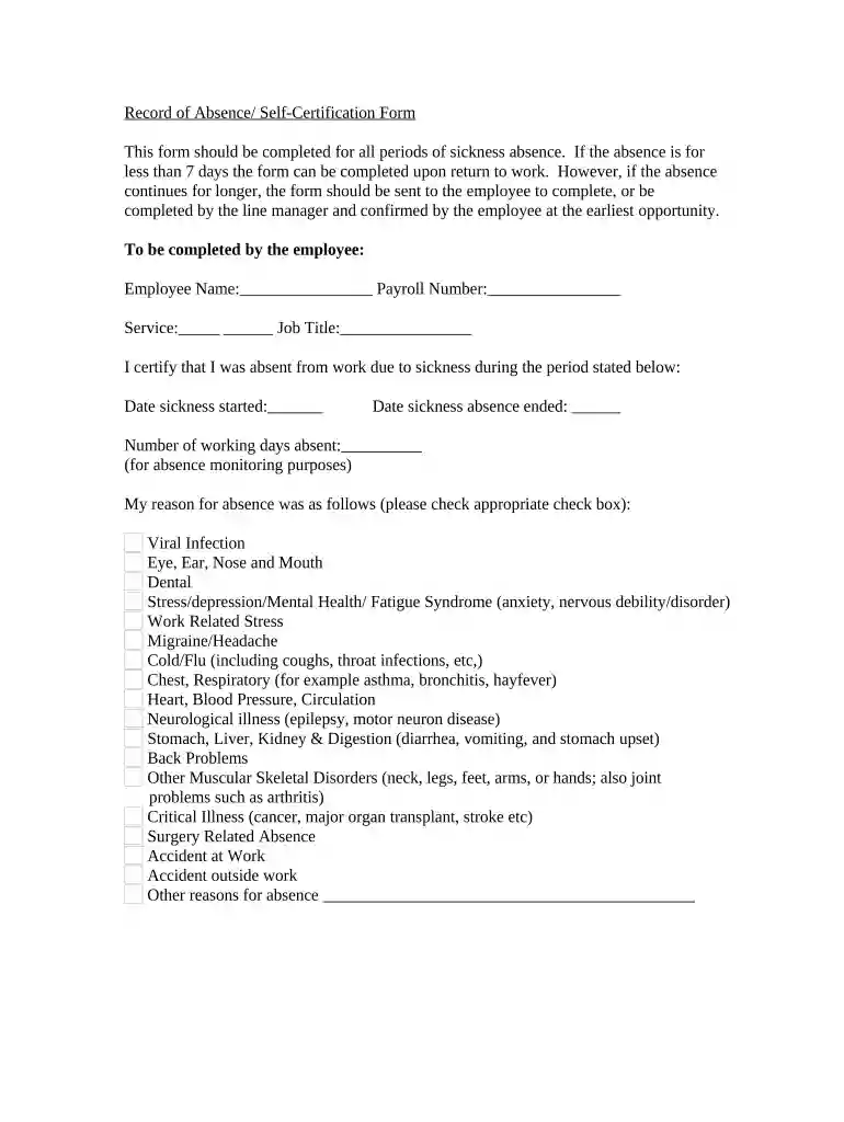 record absence form Preview on Page 1