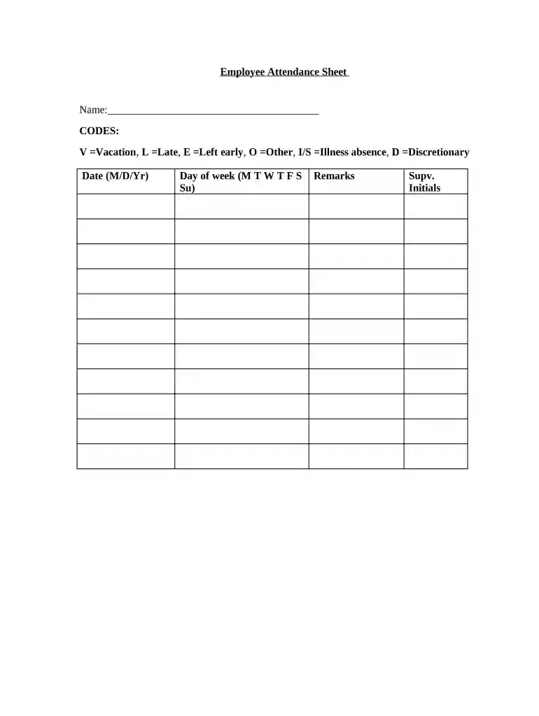 audit attendance sheet Preview on Page 1