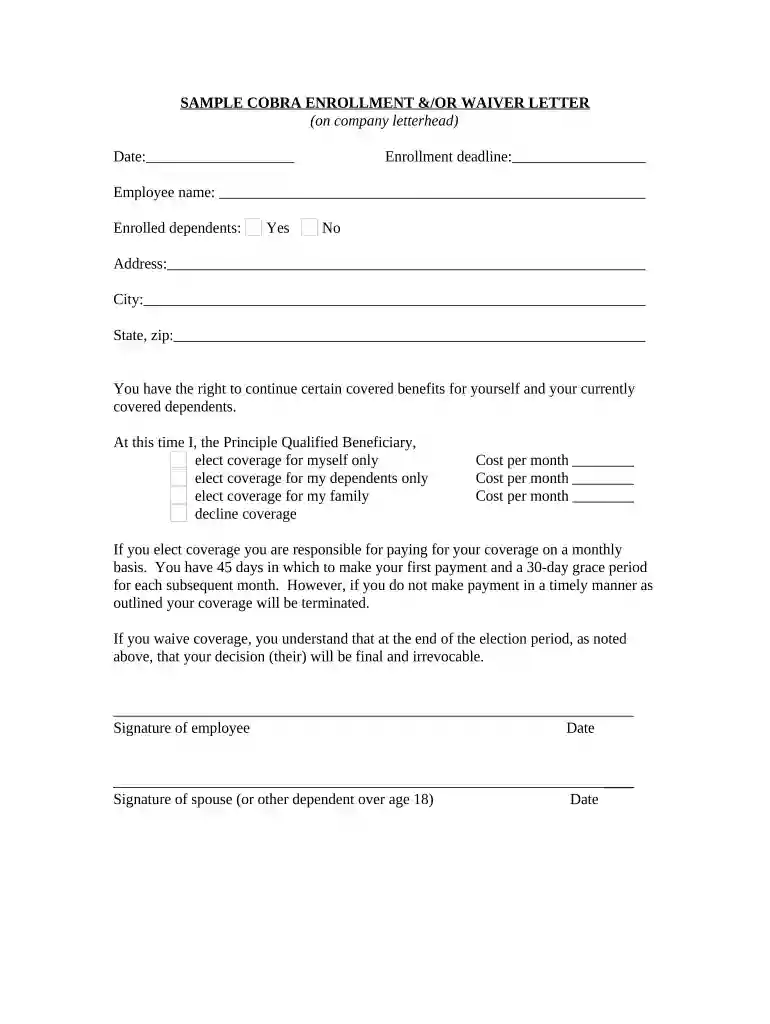cobra letter template Preview on Page 1
