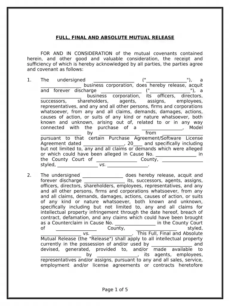 full and final release template Preview on Page 1