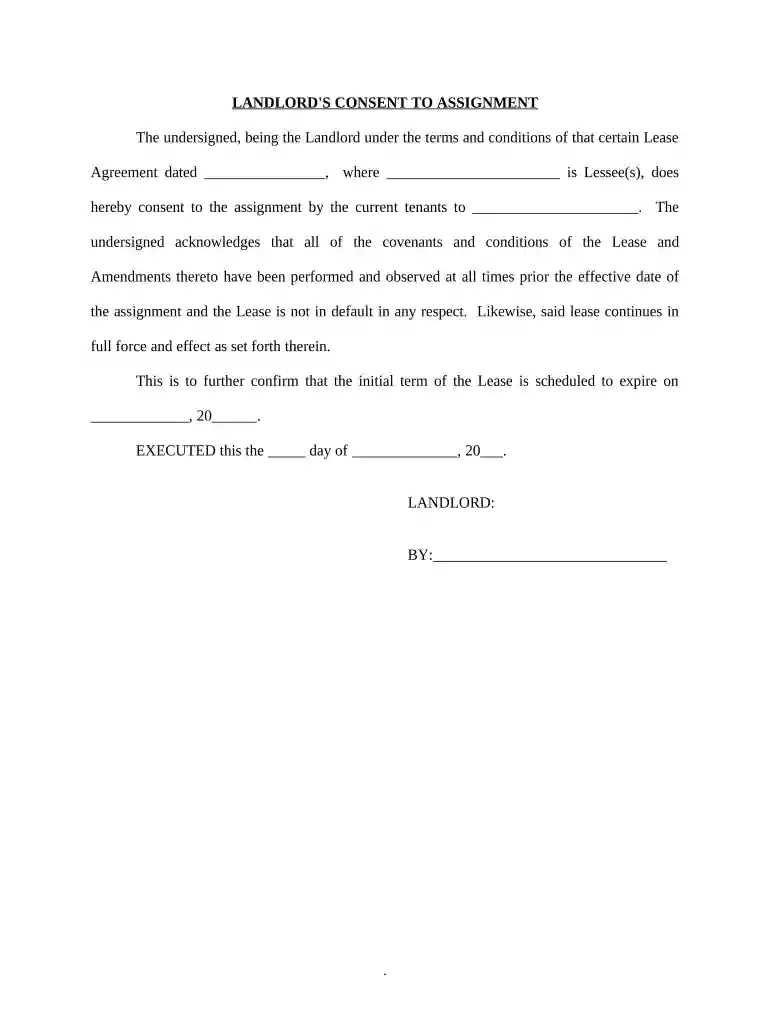 landlord consent form Preview on Page 1