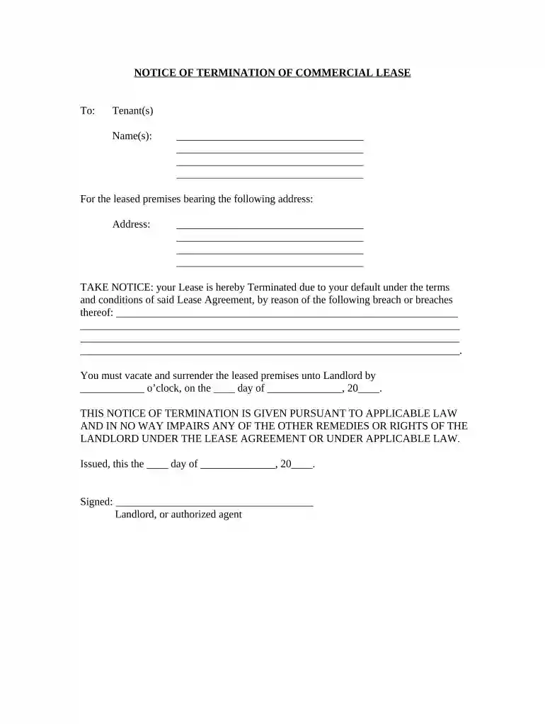 commercial lease termination letter Preview on Page 1