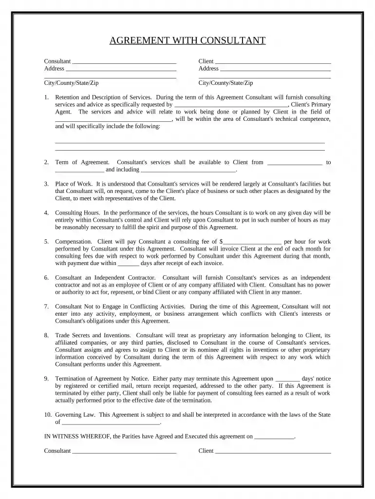 consulting agreement Preview on Page 1