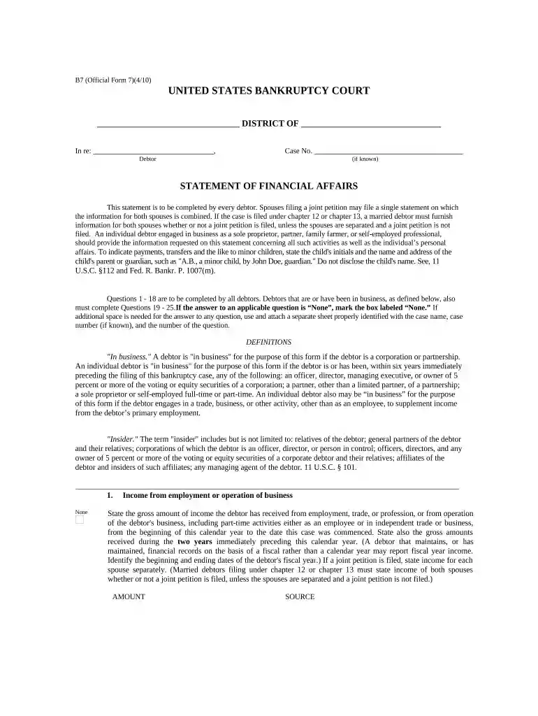 statement financial form Preview on Page 1
