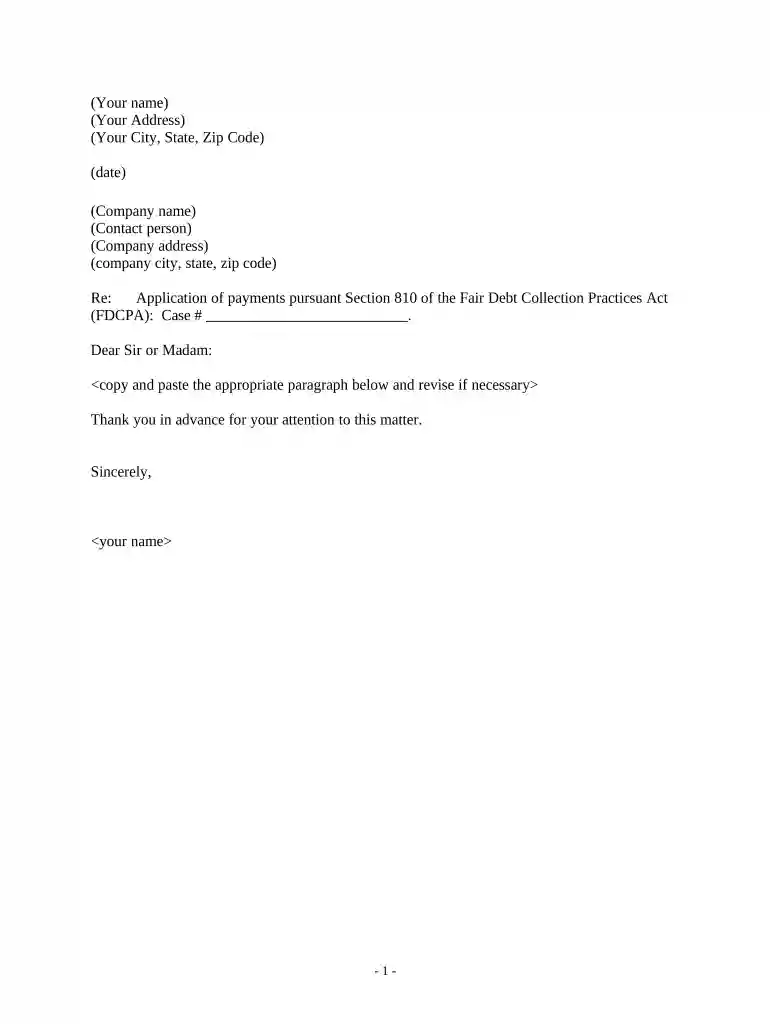 letter debt payment Preview on Page 1