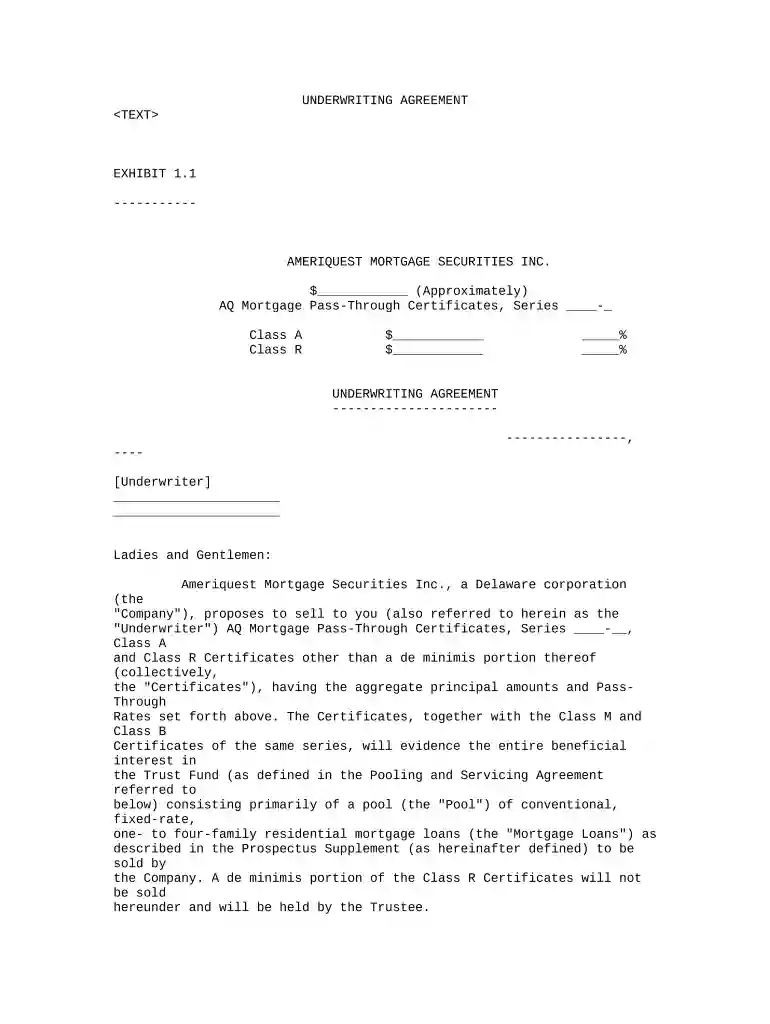 underwriting contract Preview on Page 1