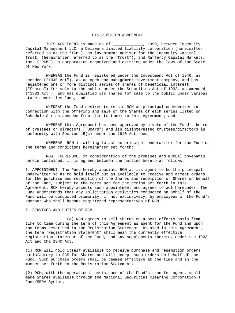 distribution agreement Preview on Page 1