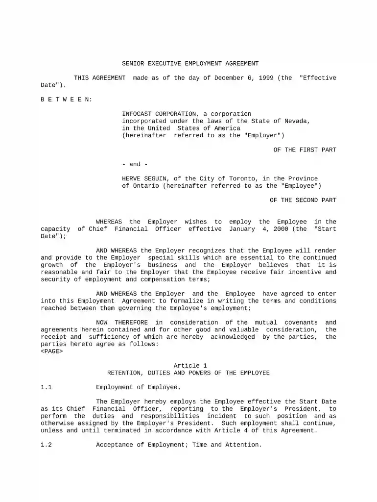 employment agreement form Preview on Page 1